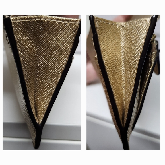 MICHAEL KORS Metallic Gold Saffiano Leather Wallet EUC - Picture 10 of 13